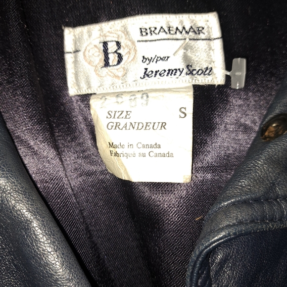 COPY - S (mens) Vintage Braemar by Jeremy Scott Deep Royal Blue Leather Jacket - Picture 5 of 8
